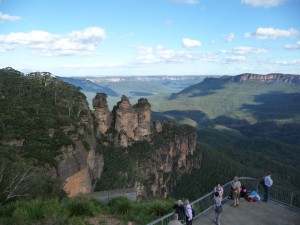 A panoramic view of The Three Sisters, Blue Mountains
