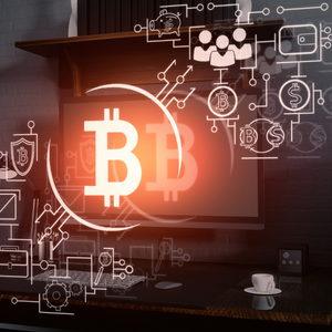computer screen with bitcoin image