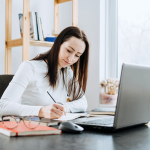 picture of woman working at computer