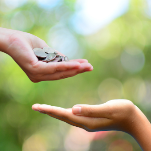 hands holding money