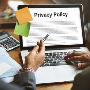 Picture of computer screen with words Privacy Policy