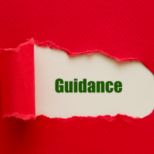 Red paper partially torn back to reveal a white background with the word 