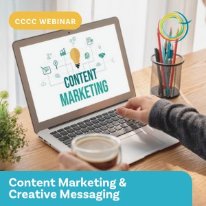 Promotional graphic for a CCCC webinar titled ‘Content Marketing & Creative Messaging'.