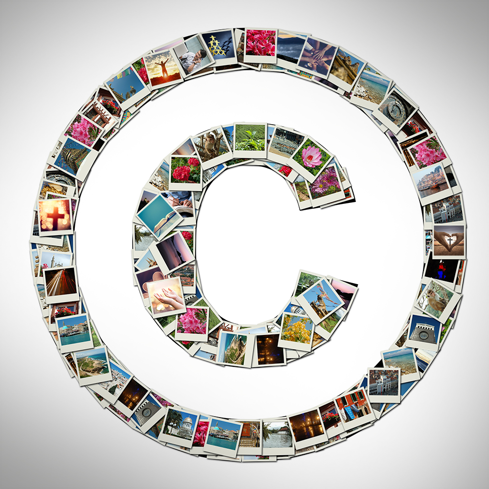 picture of many images in shape of copyright logo