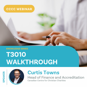 Promotional graphic for a CCCC webinar on T3010 webinar