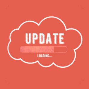 Picture of red square with the word Update in large letters with a loading bar below it partially done and the word Loading below the bar
