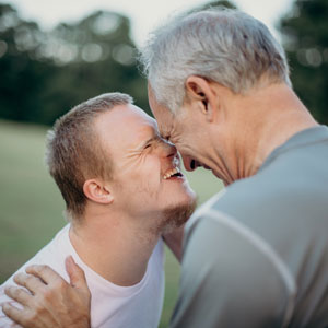 Picture of father and son smiling