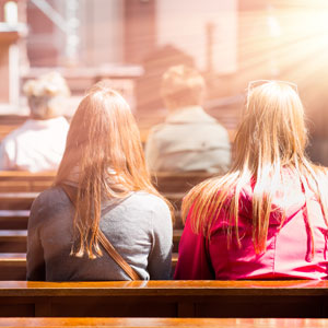 people sitting in church