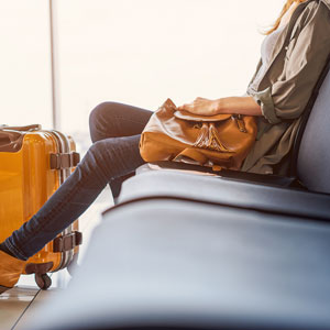 Picture of woman sitting in airport