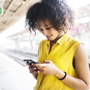 Woman looking at her cell phone