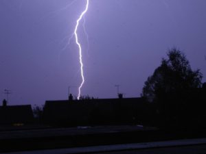 Lightning bolt striking the ground