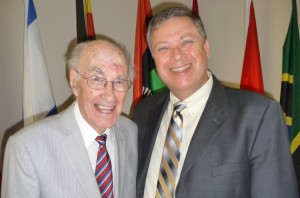 Photo of John Pellowe with John Richardson after his 100th birthday