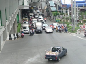 Traffic - note the bikes at the front