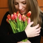 Lady holding fresh flowers