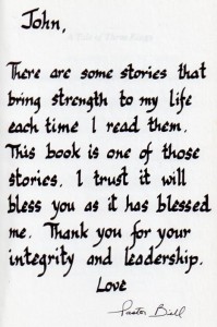 The inscription from the book