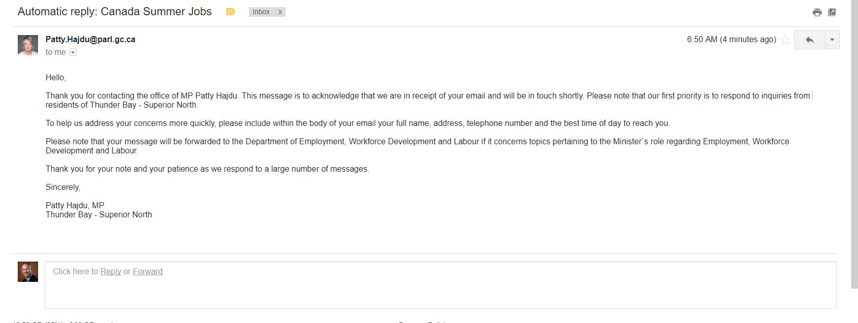 CCCC Open Letter To Minister of Employment, Workforce Development and Labour