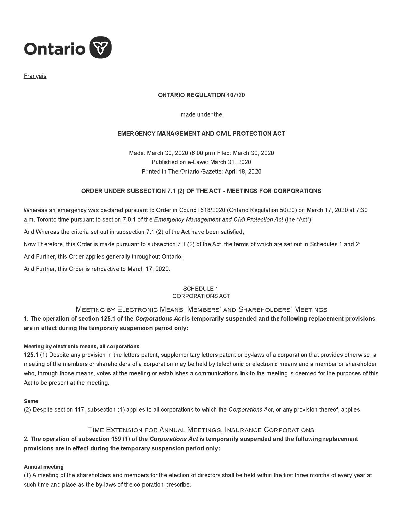 COVID-19: Options for Corporate AGMs in Ontario