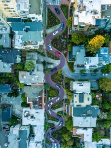 windy street on a steep hill